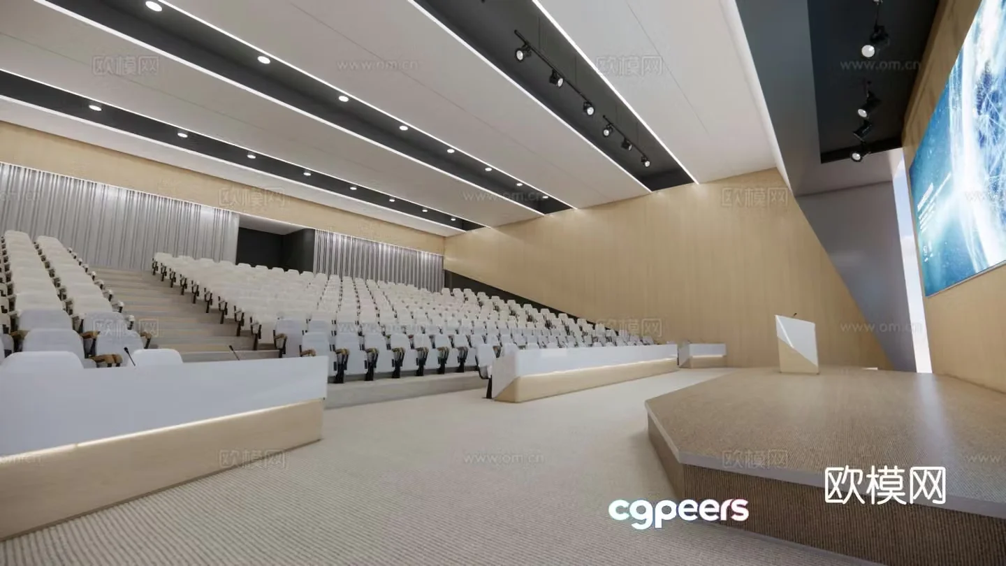 New Chinese-style lecture hall conference room 3D model