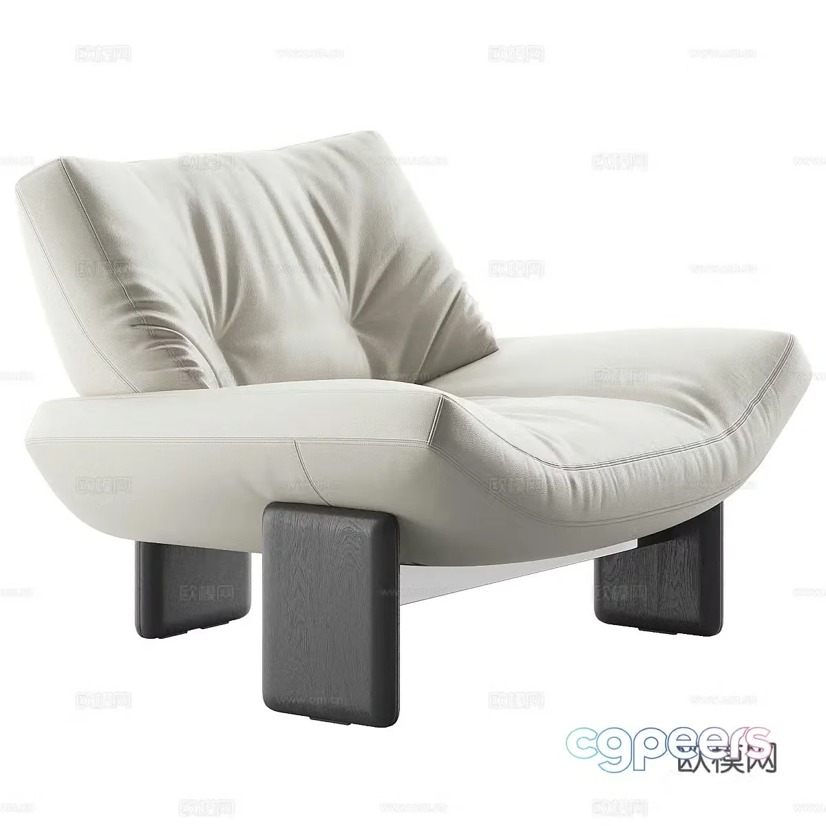Cream style single sofa Leather single sofa Leather single sofa Leather single chair Leather 3D model
