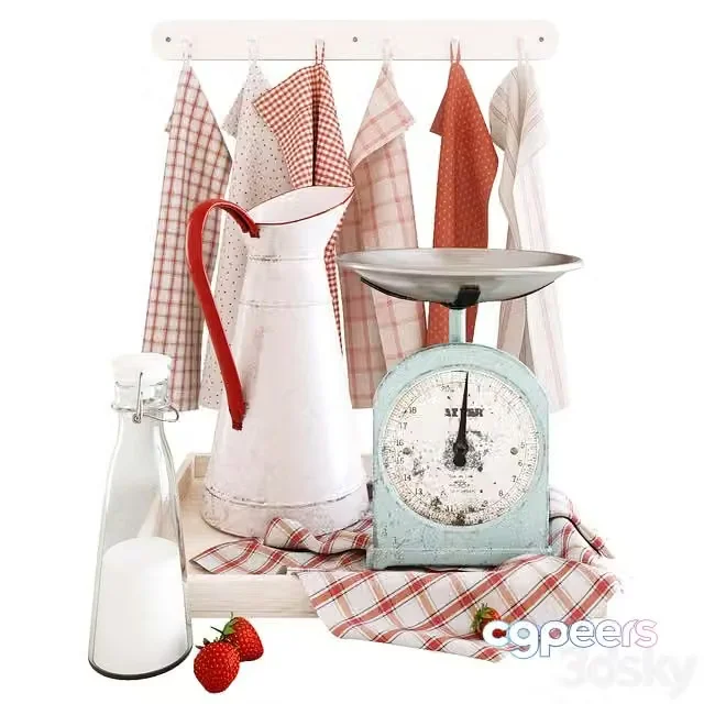 3ds Max Free – Decorative set with strawberry