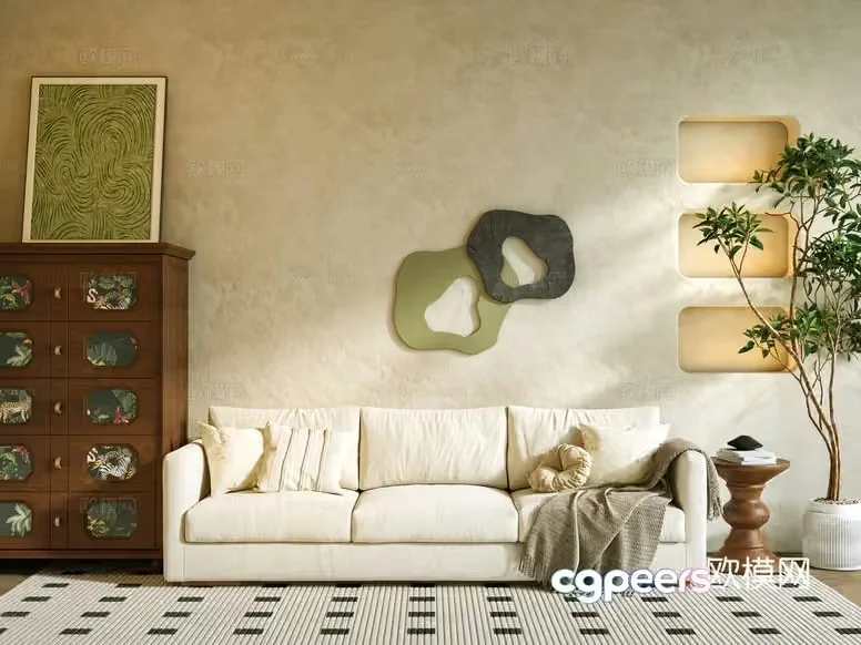 Cozy Living Room 3D Model – 14535 – CORONA Render