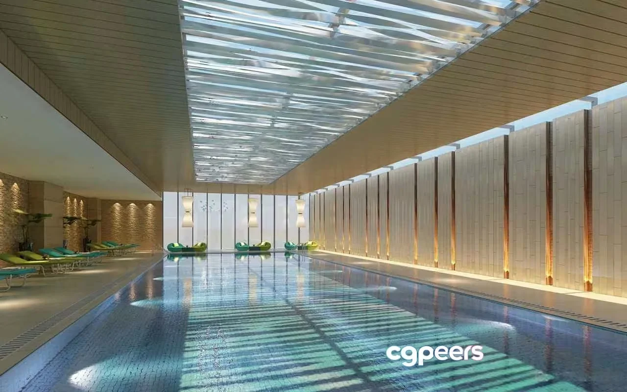 Modern Indoor Pool 3D Model – 5396 – VRAY Render