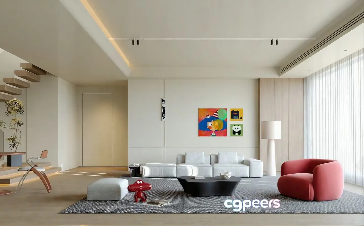 Modern Living Room 3D Model – 5555 – CORONA Render