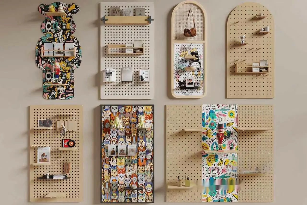 Wooden Pegboard Shelves 3D Model – 12874 – CORONA Render
