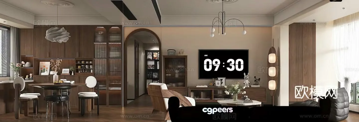 3D model of medieval style living room restaurant