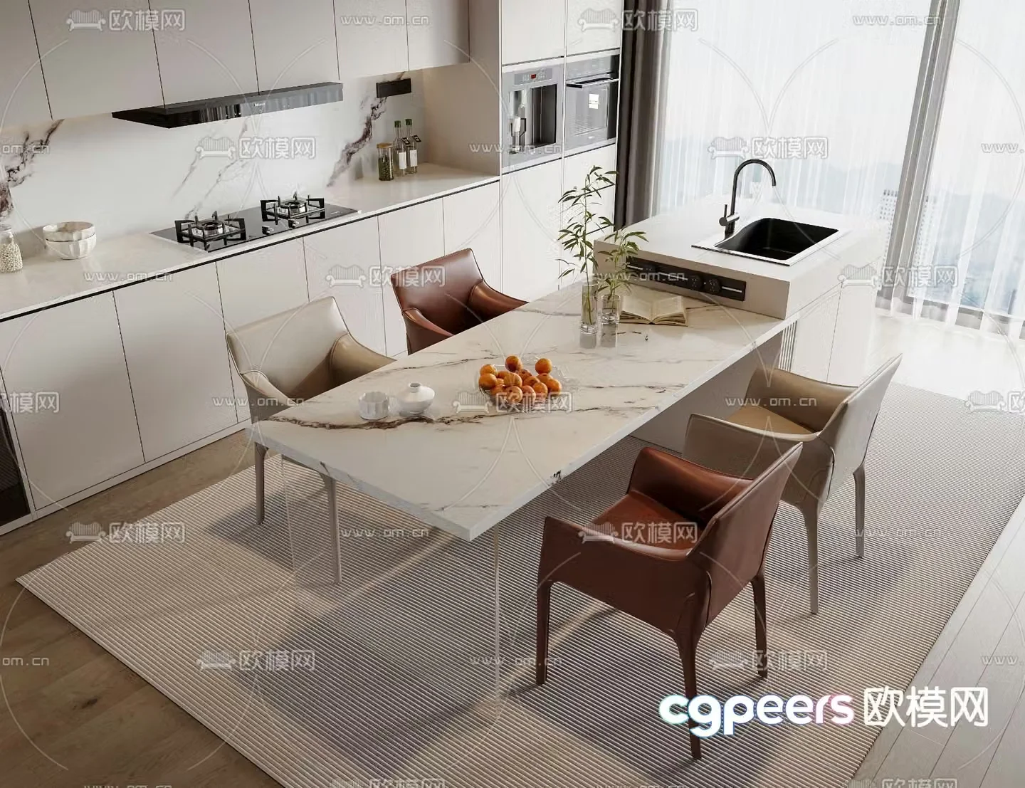 Nakajima dining table and chairs 3d model