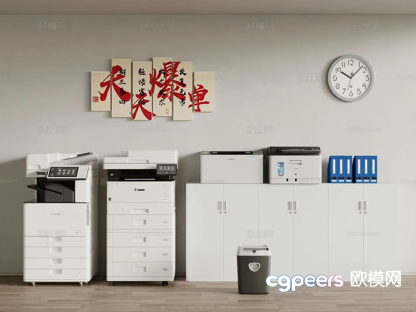 Office supplies copier printer file cabinet 3d model