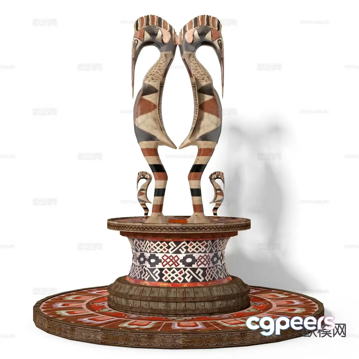 Middle Eastern arabic wood carving crafts sculpture 3d model