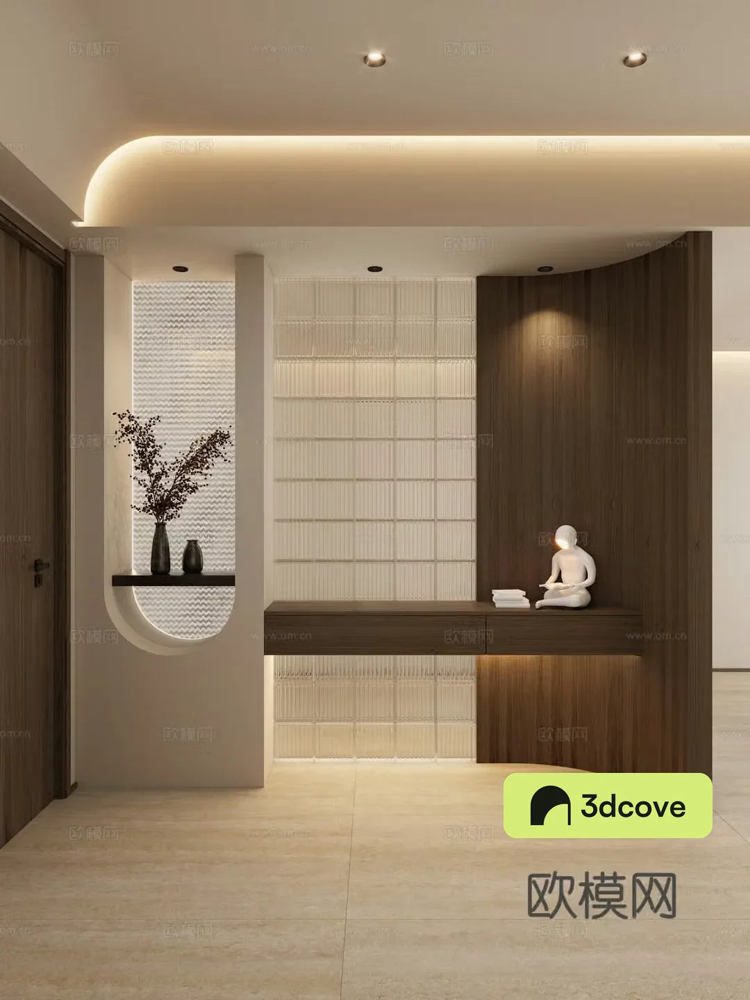 Nordic Cream Style Arc Shape Glass Bricks Suspended Top Cave Stones Entrance Partitions Entrance