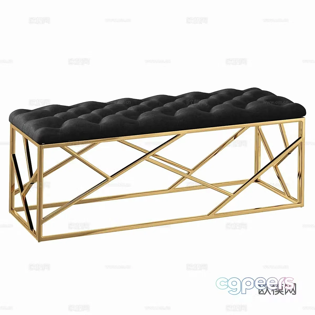 Bench tranquil furniture gold roof loft concept 3d model