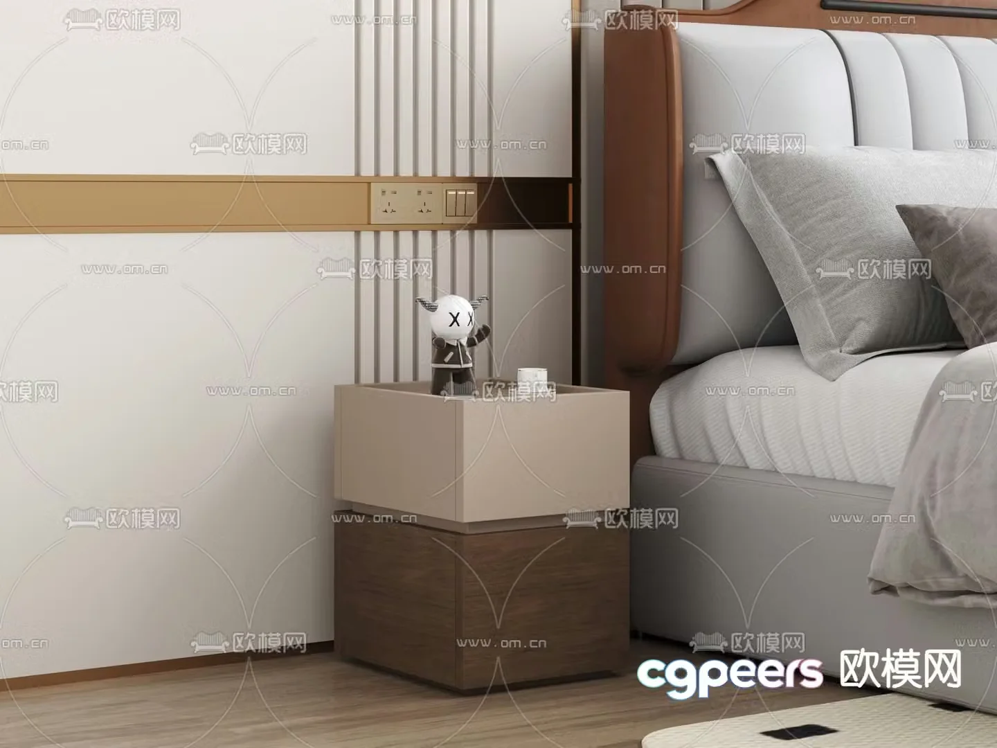 Bedside table storage cabinet 3d model