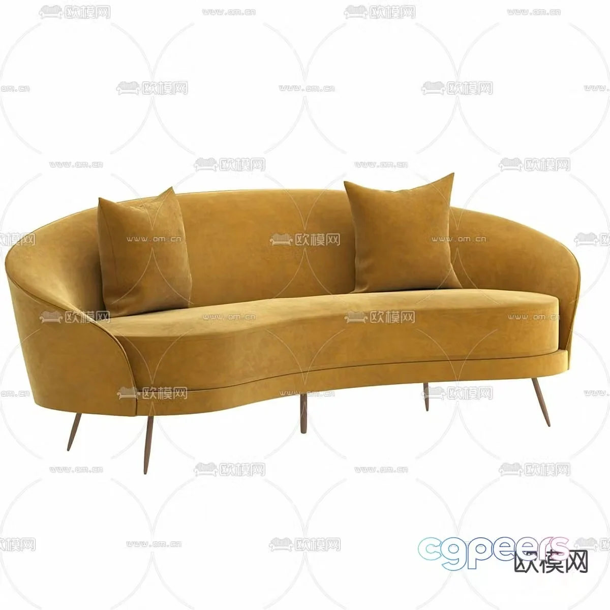 Nordic fabric multi-person sofa 3D model