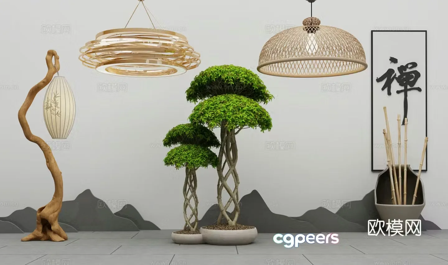 Outdoor landscape sketch 3d model