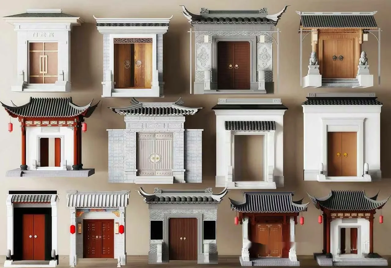 A Collection Of Miniature Asian-Style Doors And Windows 3D Model – 17184 – VRAY Render