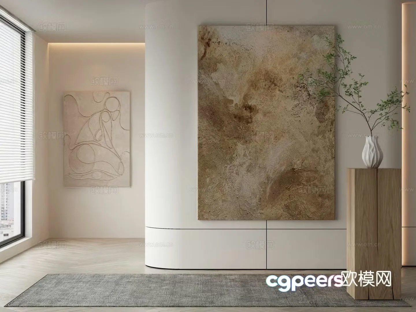 Modern texture painting decorative painting 3d model