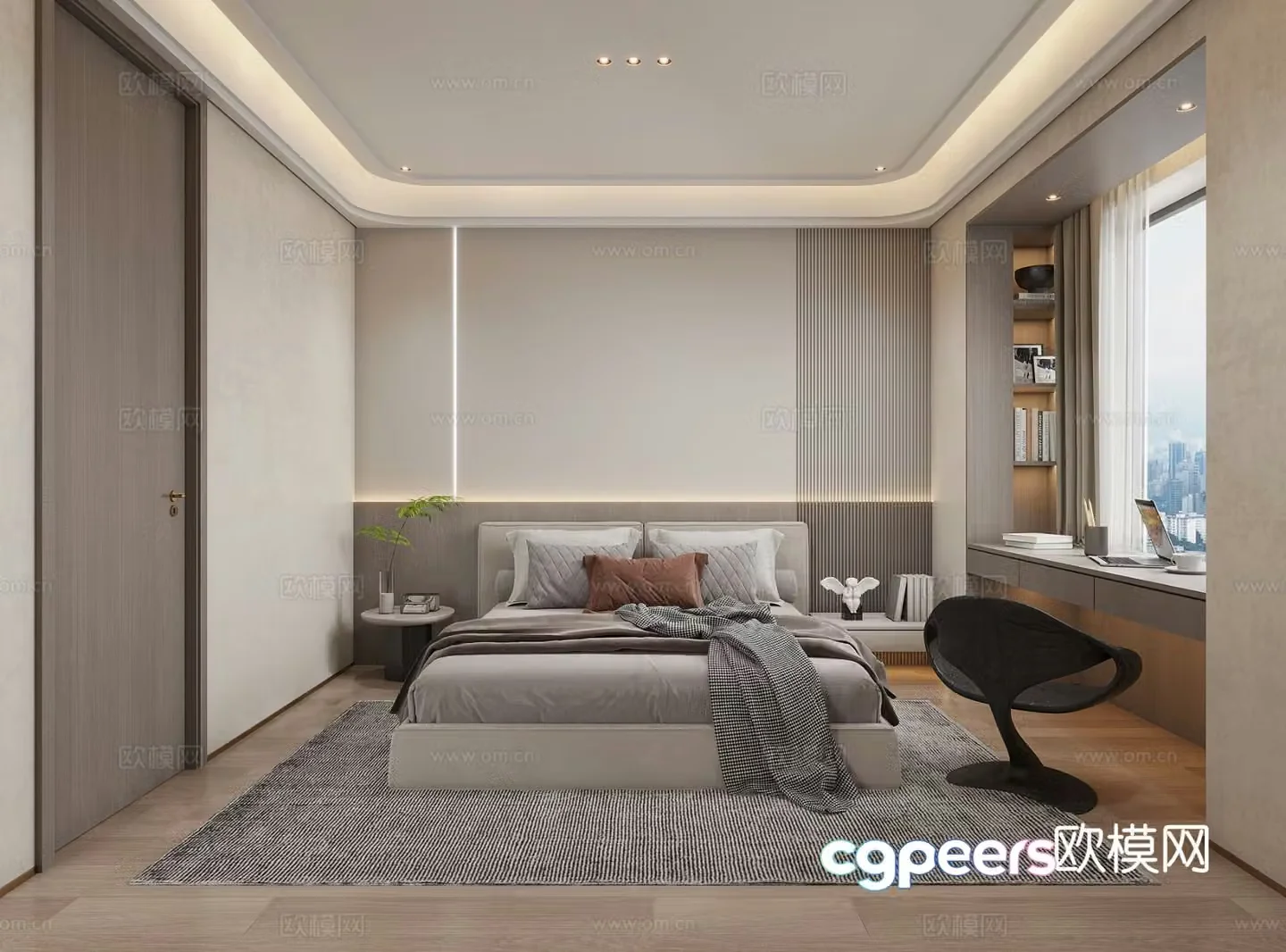 Modern minimalist bedroom second bedroom 3D model