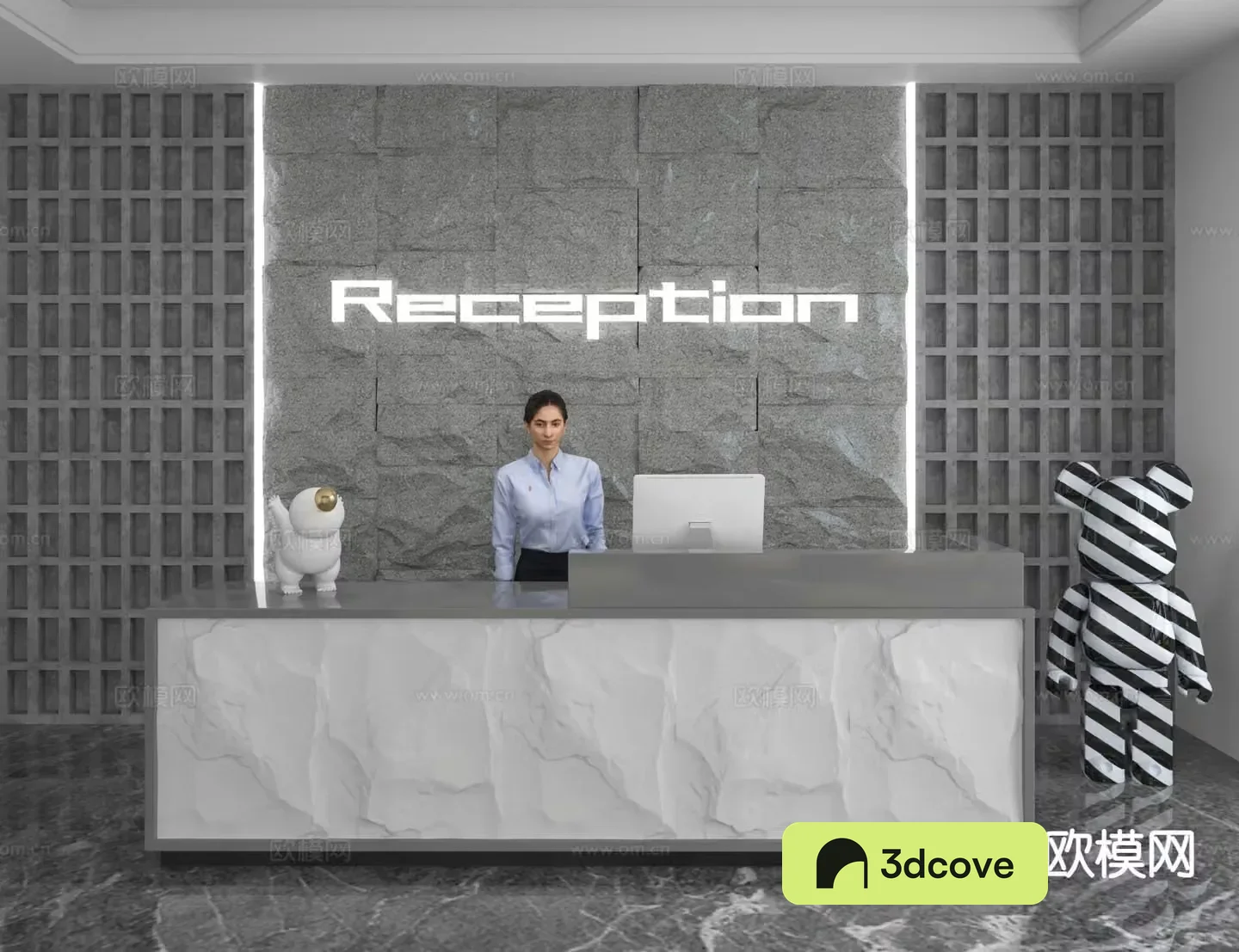 Modern front desk reception desk information desk office background