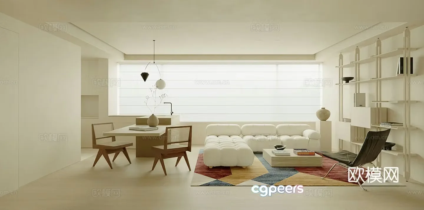 Living room sofa coffee table combination island 3D model