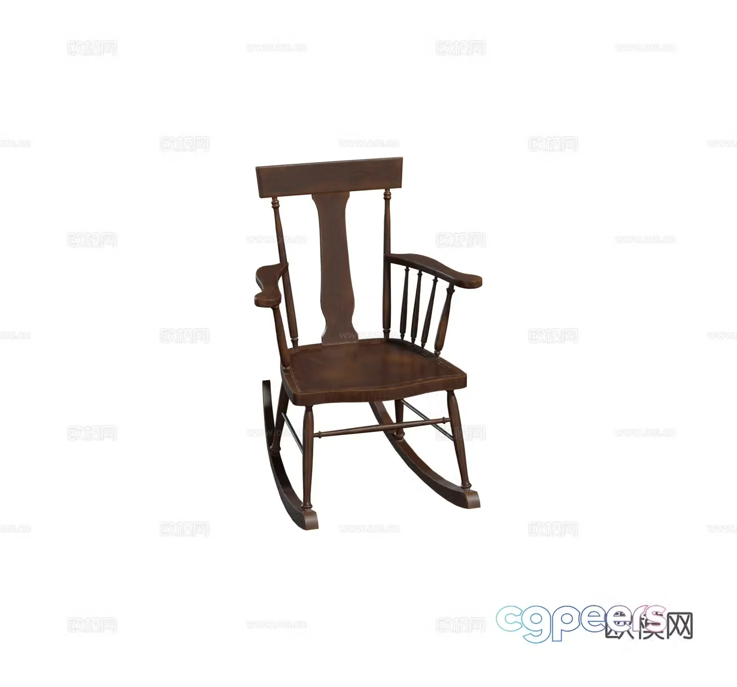 European American French retro solid wood rocking chair single rocking chair single chair combination 3D model