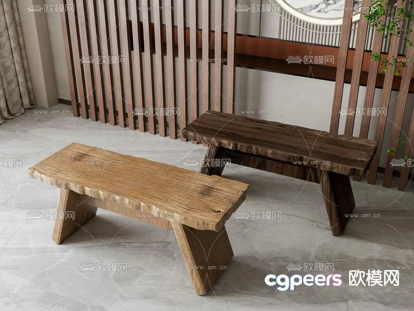 New Chinese Wooden Stool Bar Stool Stool 3D Model