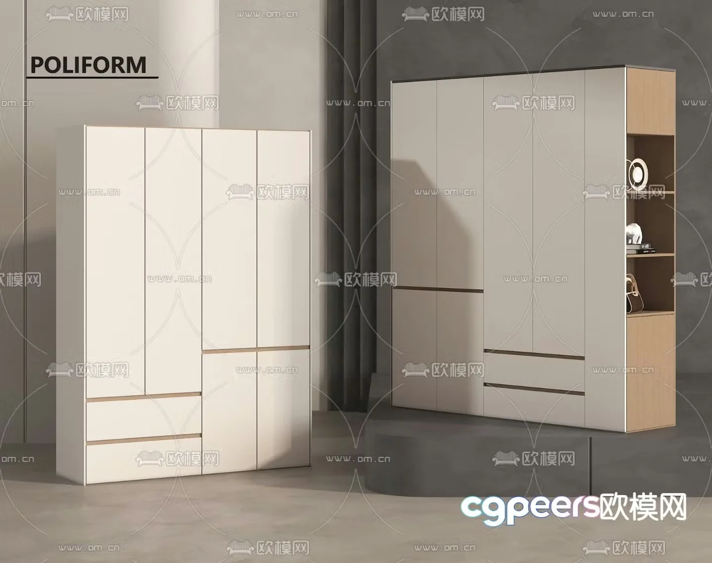 Modern wardrobe integrated cabinet 3d model