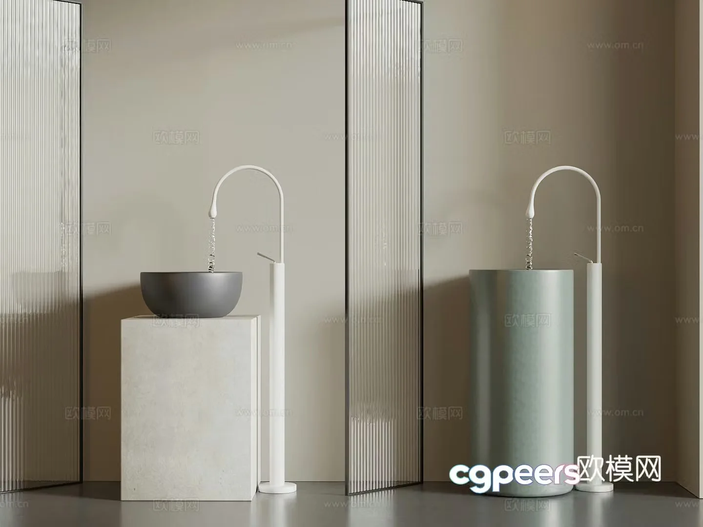 Modern washbasin washbasin column basin 3D model