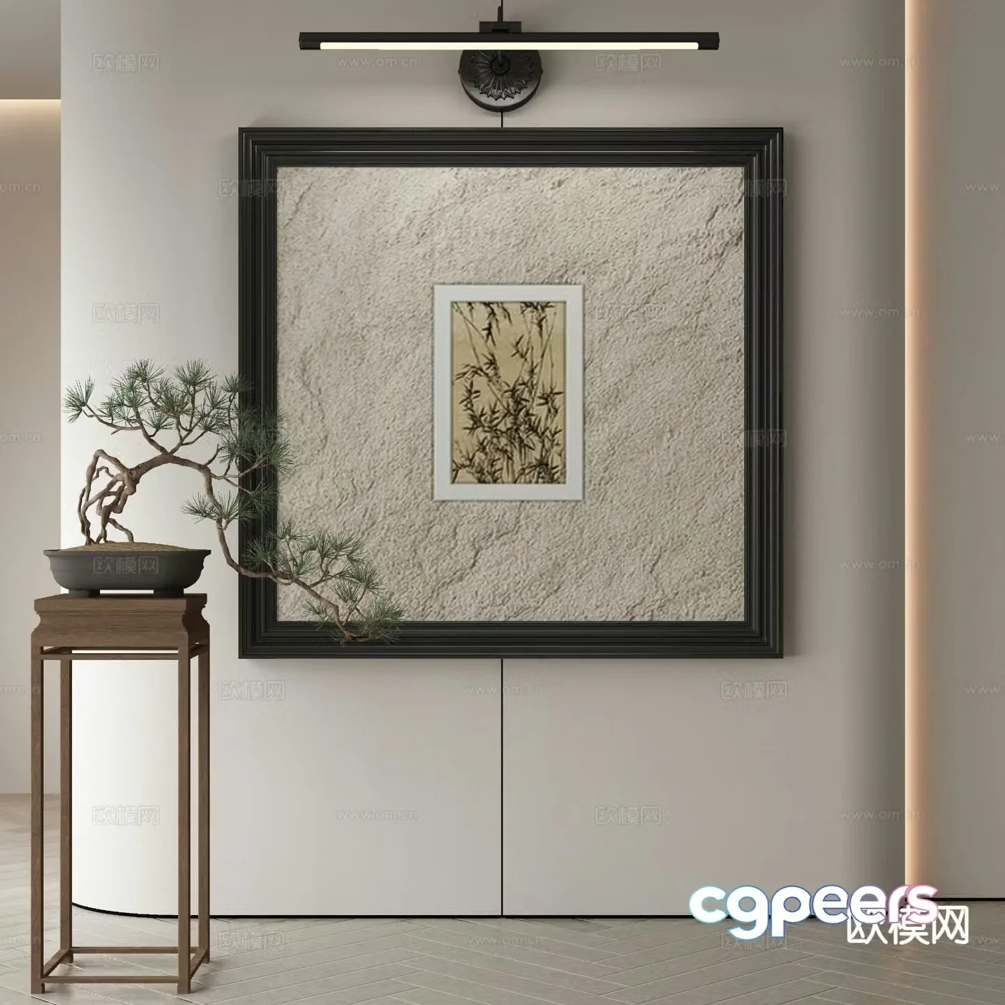 New Chinese style ink painting decorative painting 3D model