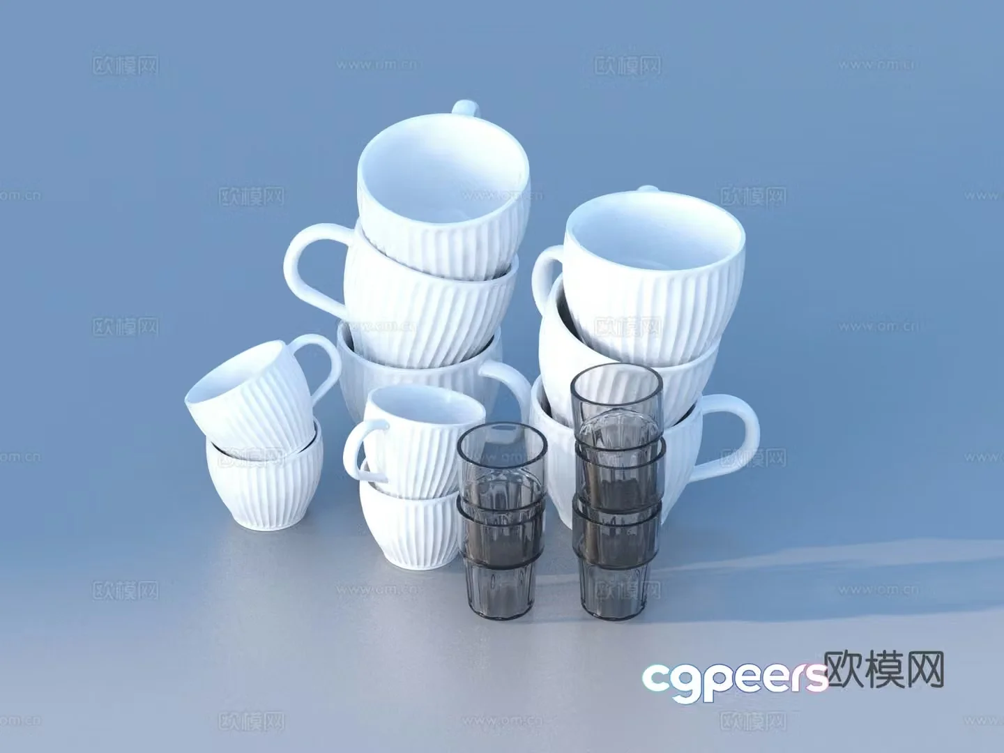 Glass cup daily necessities 3d model