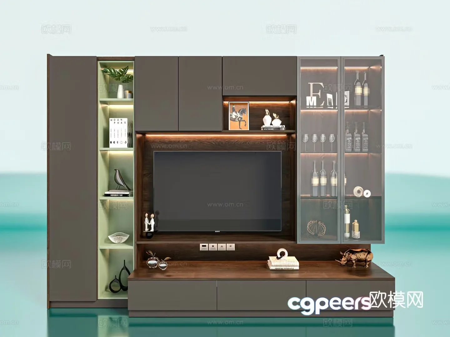 TV cabinet background wall 3d model