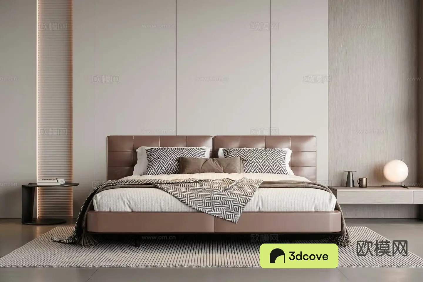 Modern leather double bed
