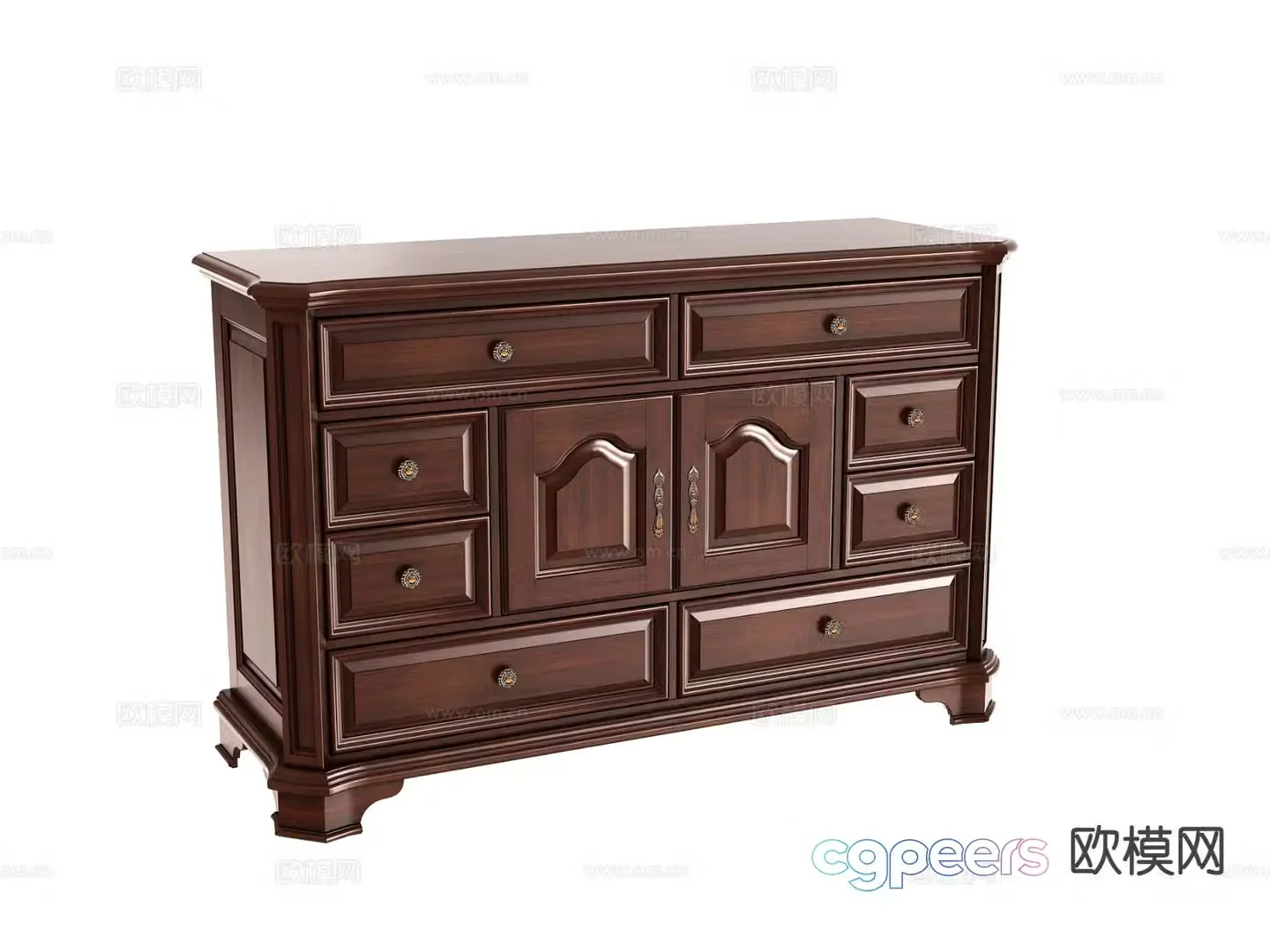 American style chest of drawers side cabinet 3d model