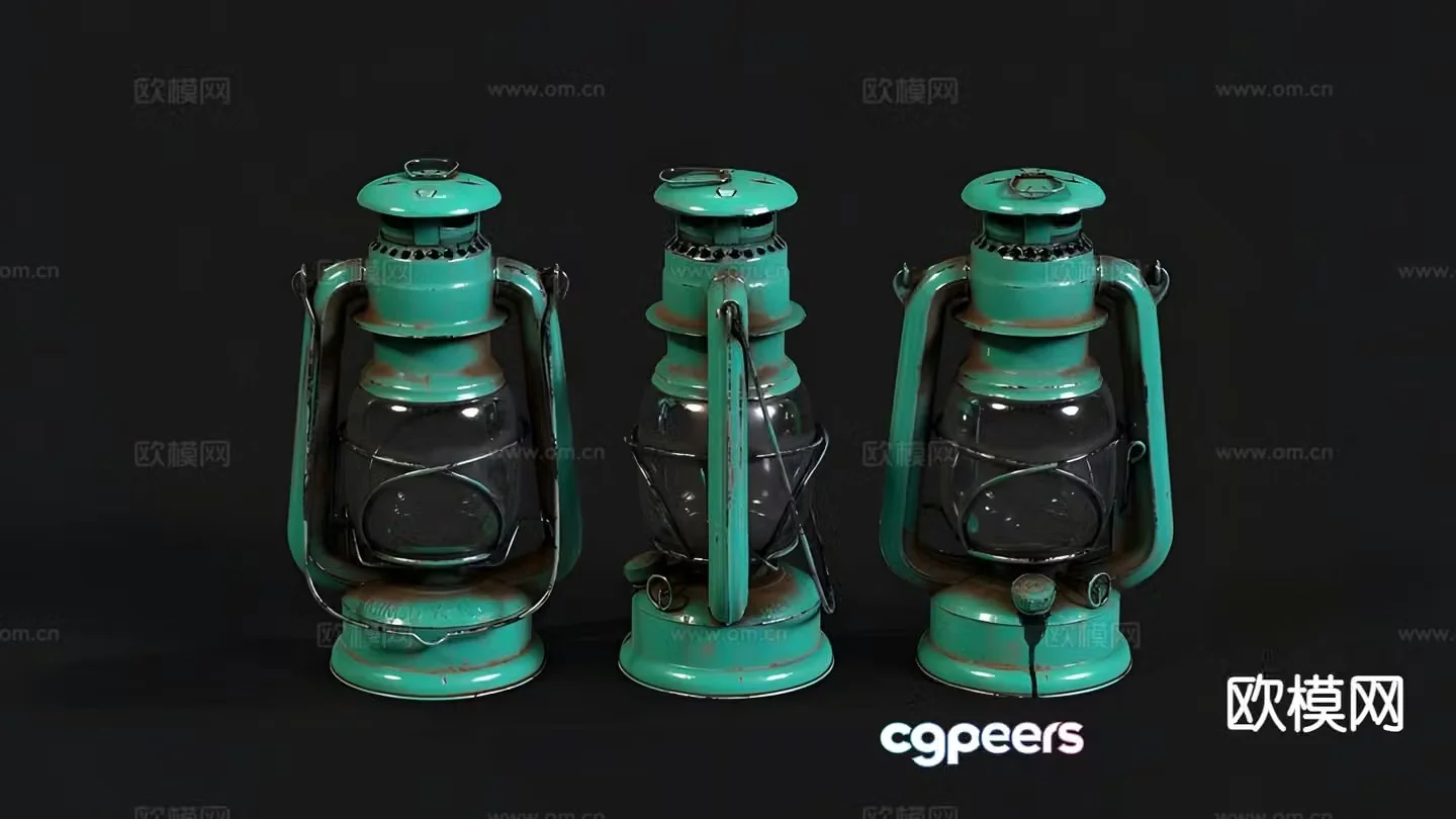 Industrial style portable lamp candlestick lamp horse lantern 3D model