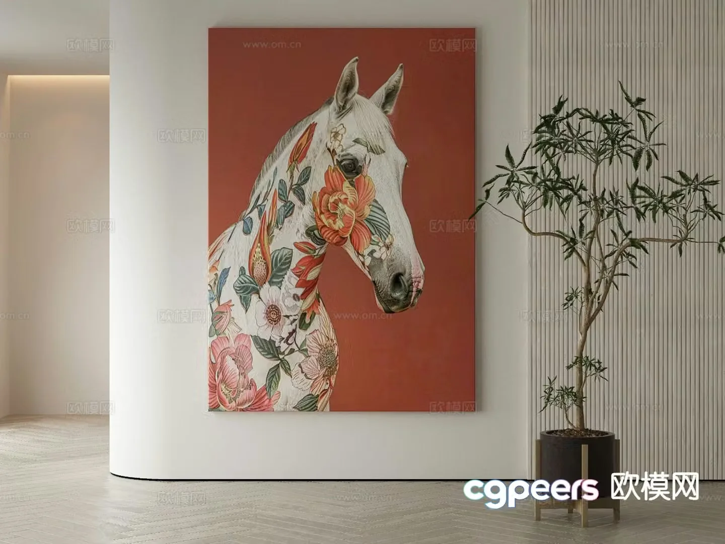 Decorative painting art painting galloping horse hanging painting 3d model