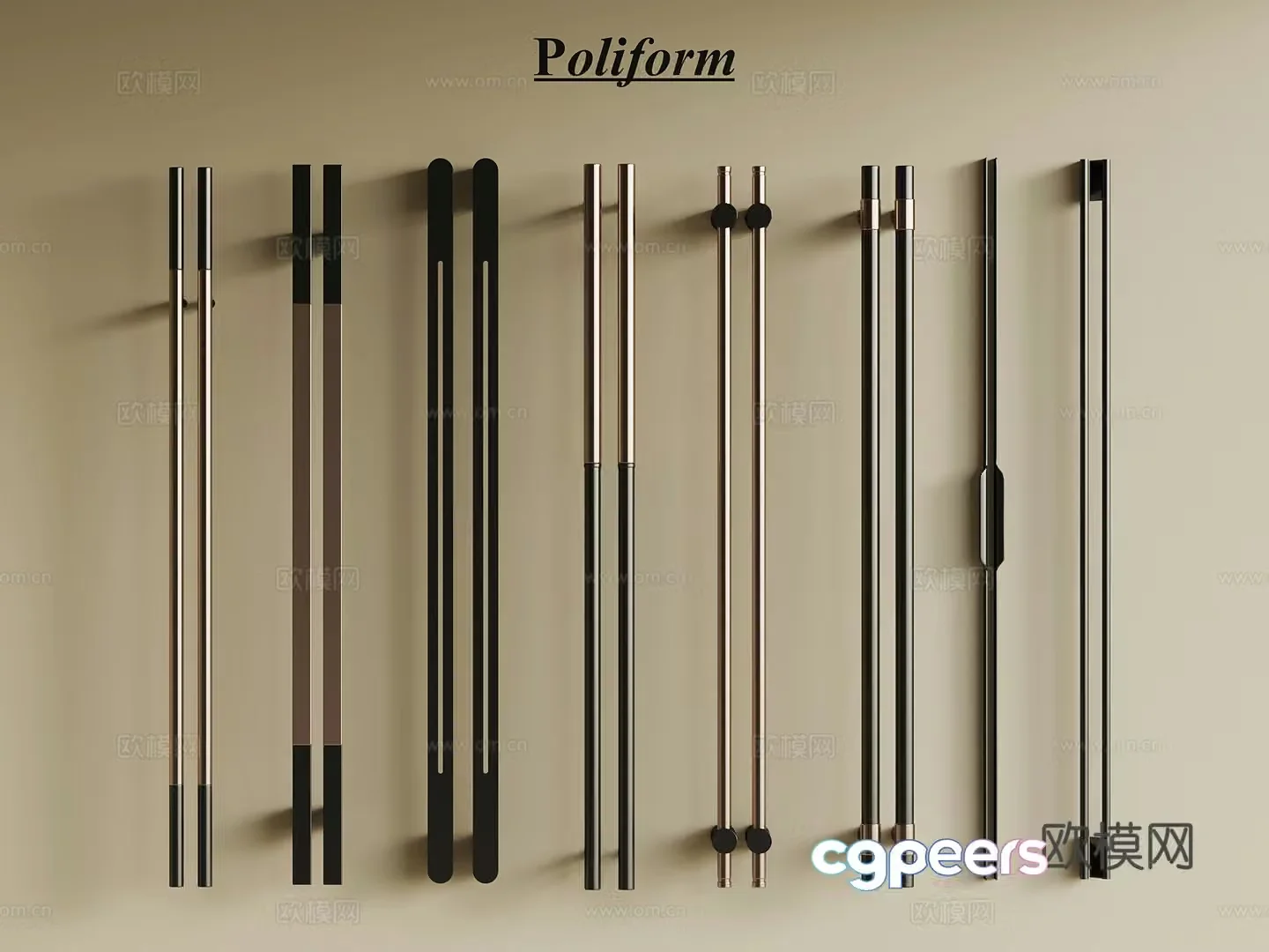 Modern wardrobe handle long handle 3d model