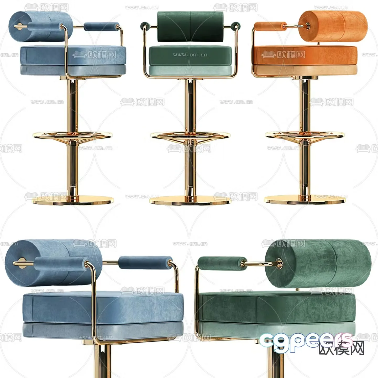 Light luxury bar stool 3D model