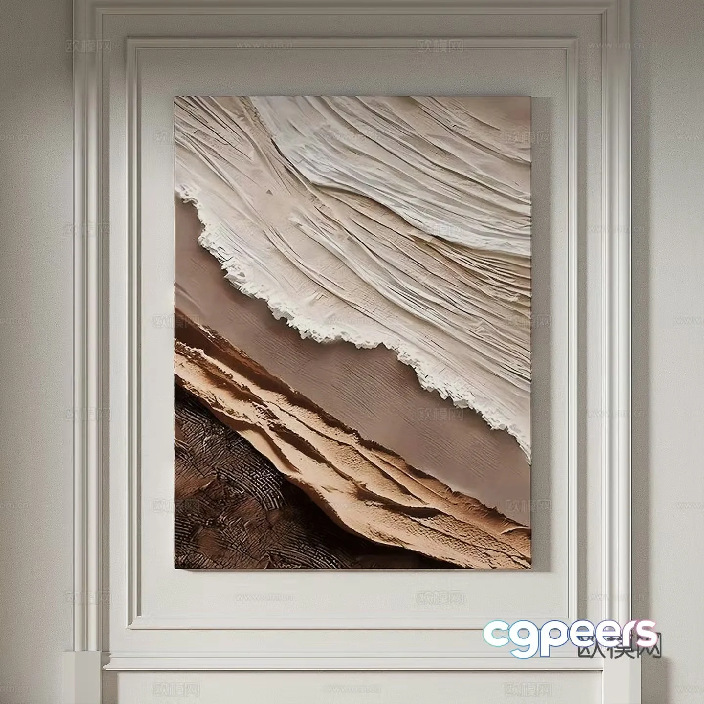 Modern simple texture abstract light luxury wasabi three-dimensional decorative painting 3d model