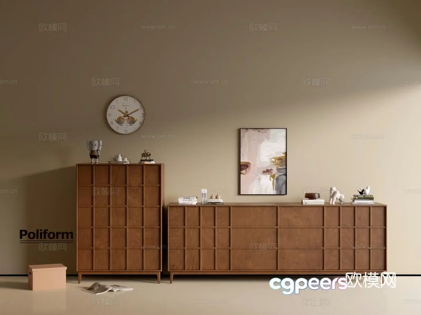 Modern wood grain cabinet ins wind minimalist wind cabinet whole cabinet sideboard balcony cabinet storage 3D model