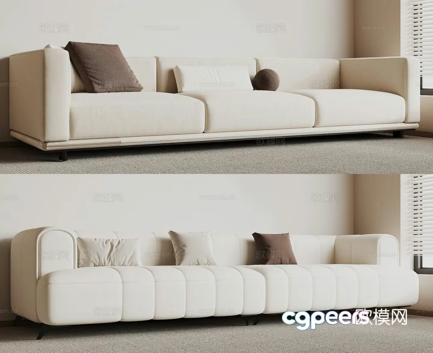 Modern fabric sofa three-seat sofa 3d model