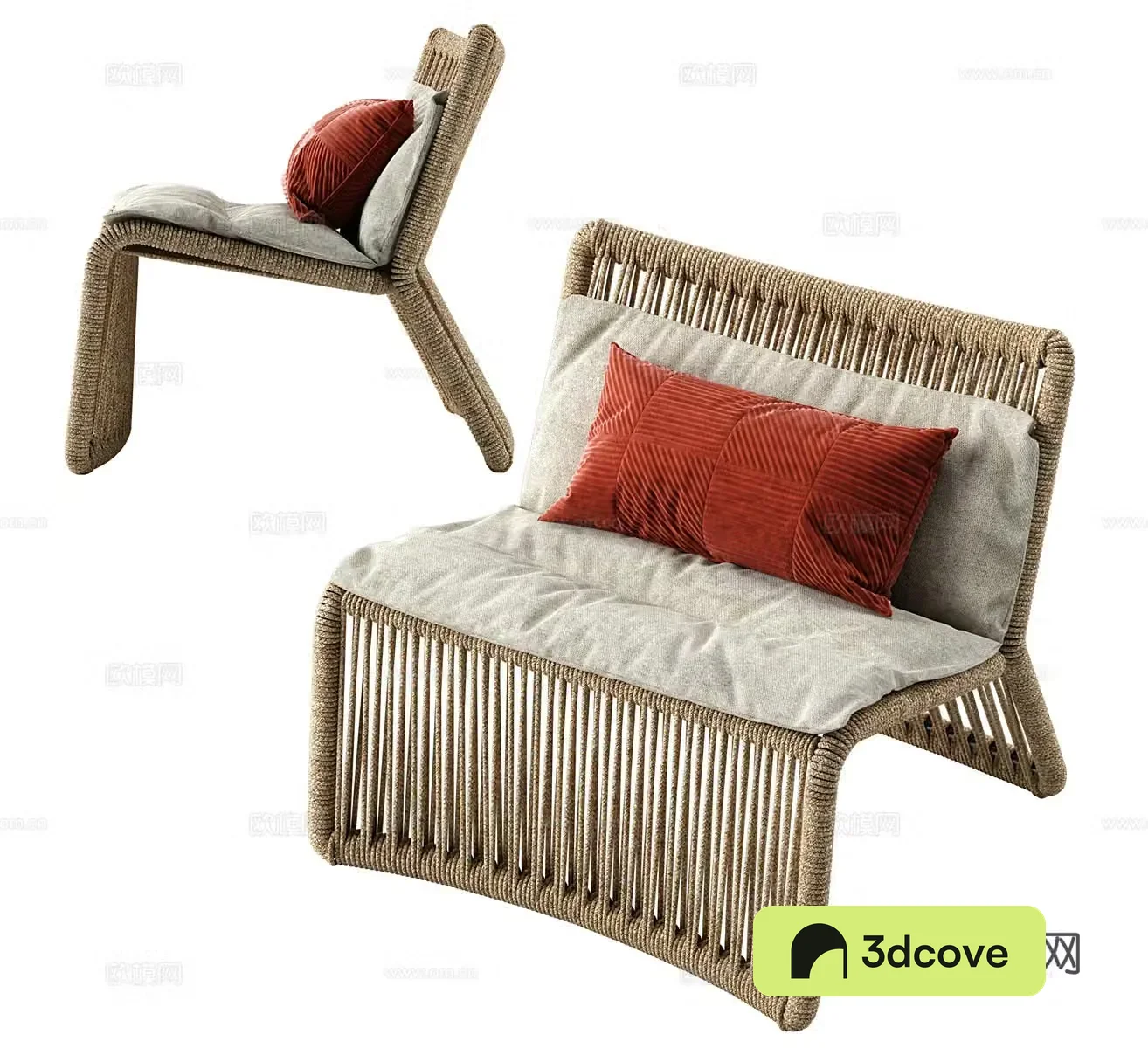 Wasabi style leisure chair Wasabi style leisure chair B&B single chair Rattan single chair Rattan single chair Rattan casual chair Garden 3D model