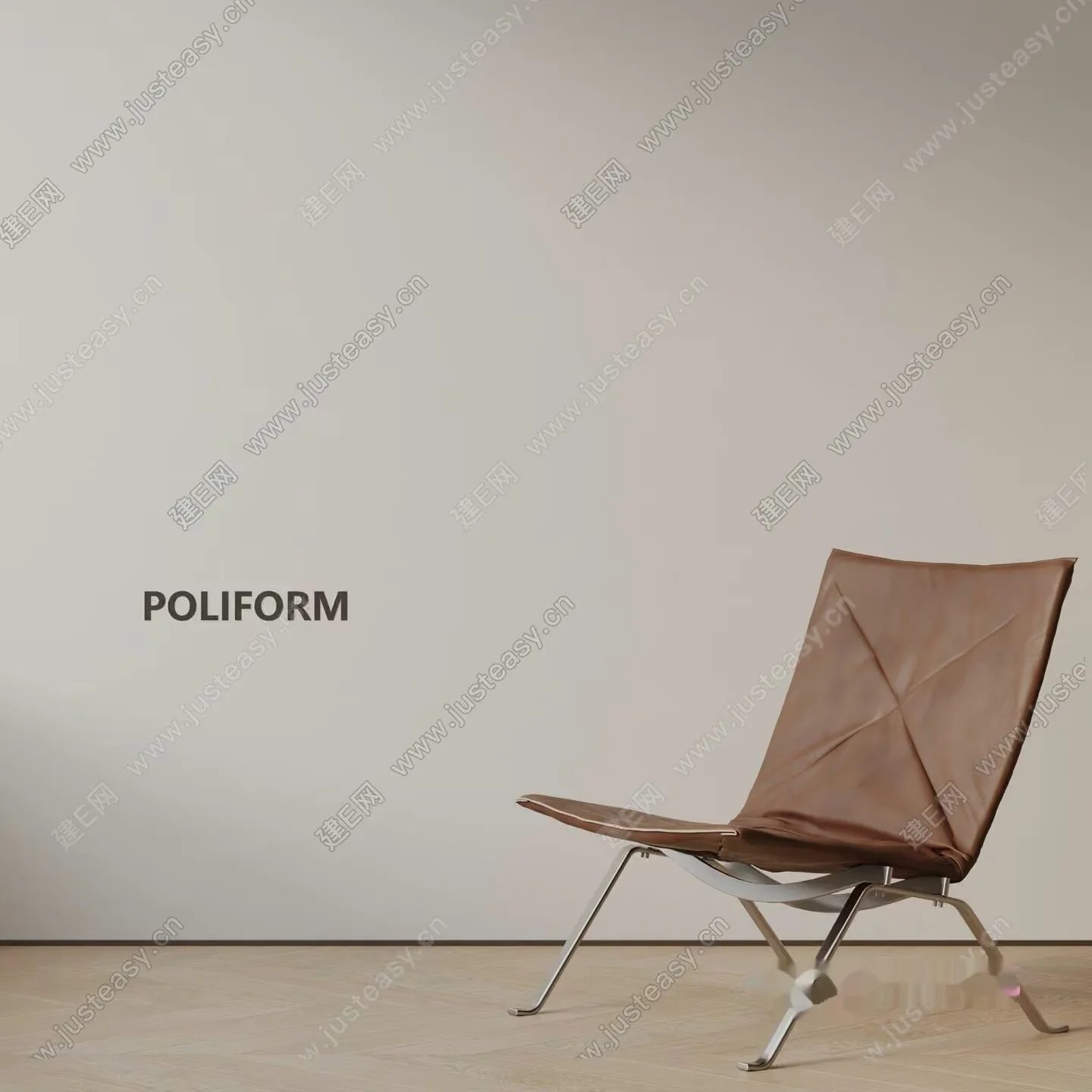 A Modern Chair With Leather Upholstery 3D Model – 8067 – VRAY Render