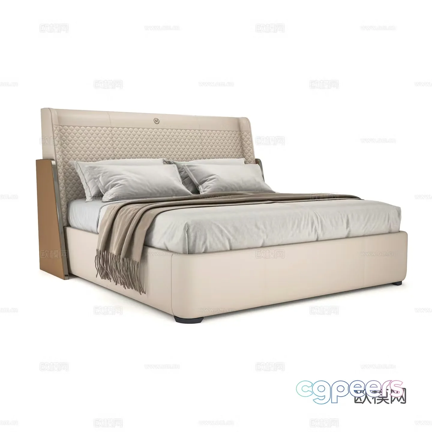 Modern double bed 3d model