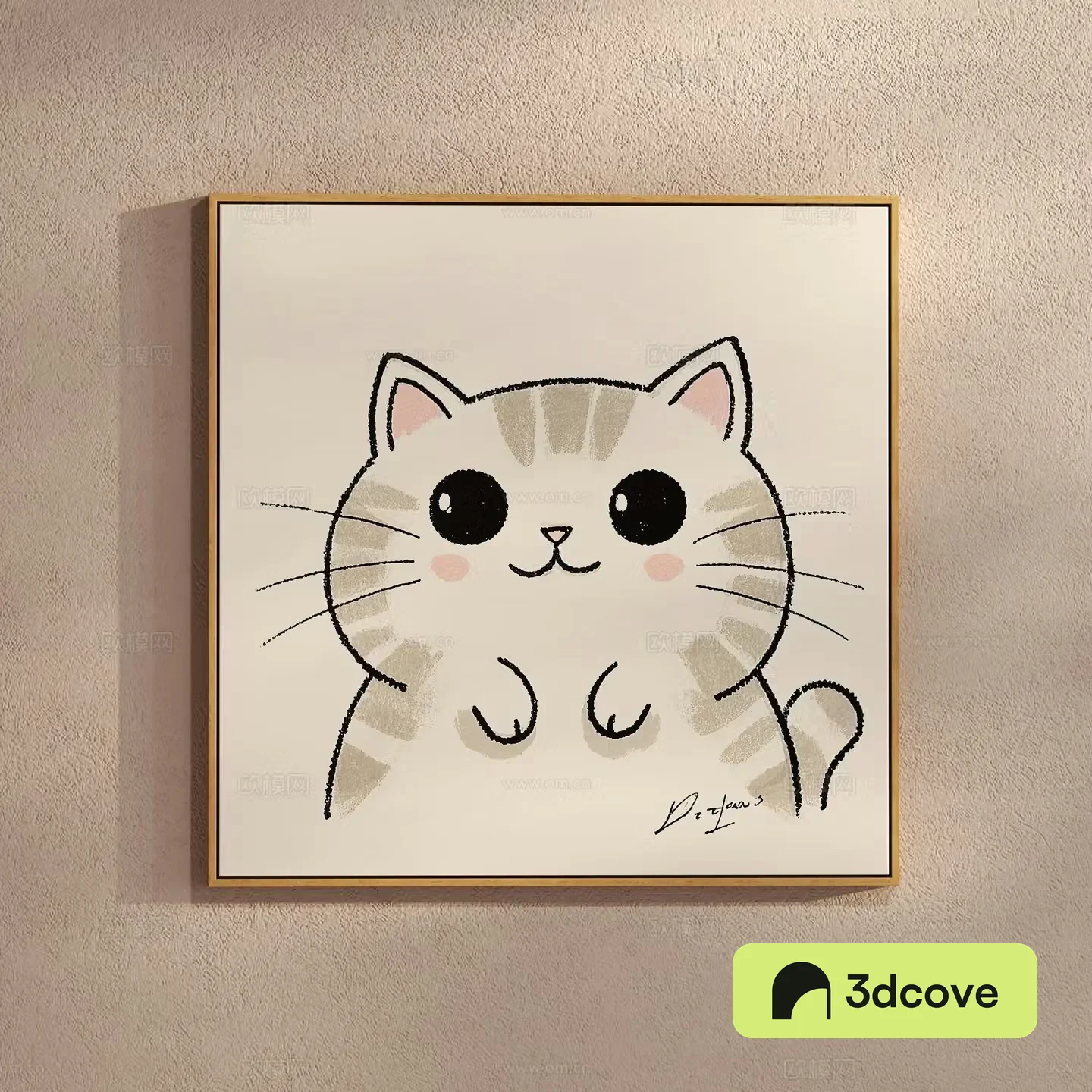 Cream style simple cartoon painting cat painting children’s hanging painting