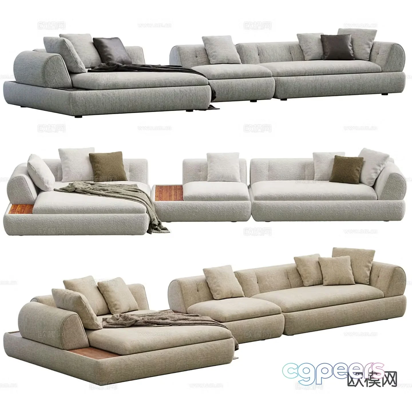 Multi-person sofa corner sofa 3d model