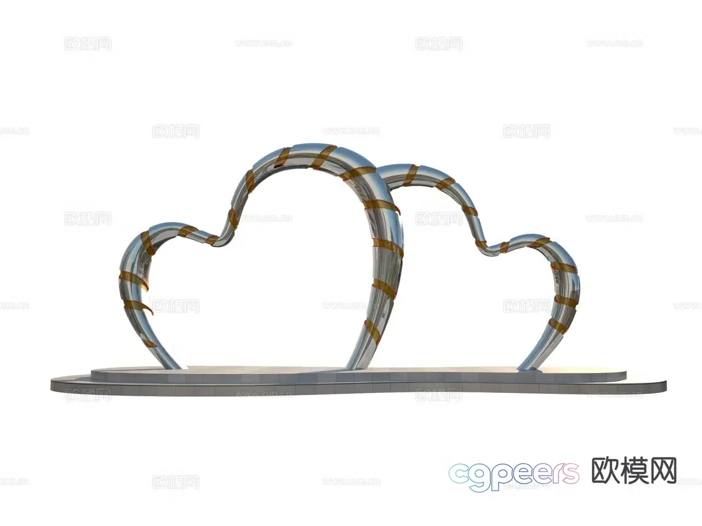 Heart to Heart Sculpture 3D model