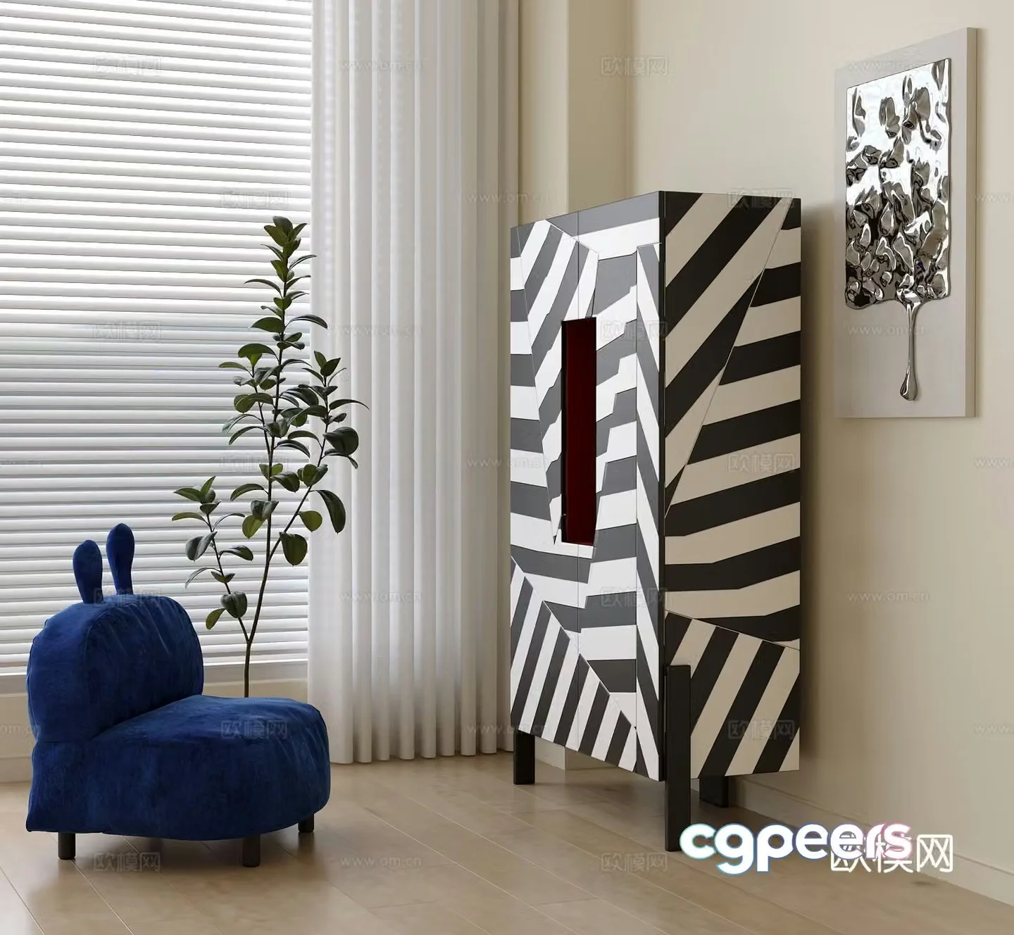Modern entryway cabinet side cabinet 3d model