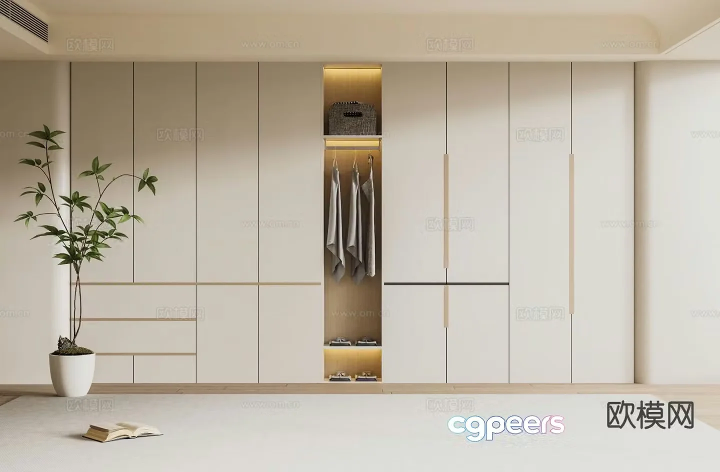 Cream style wardrobe wardrobe 3d model