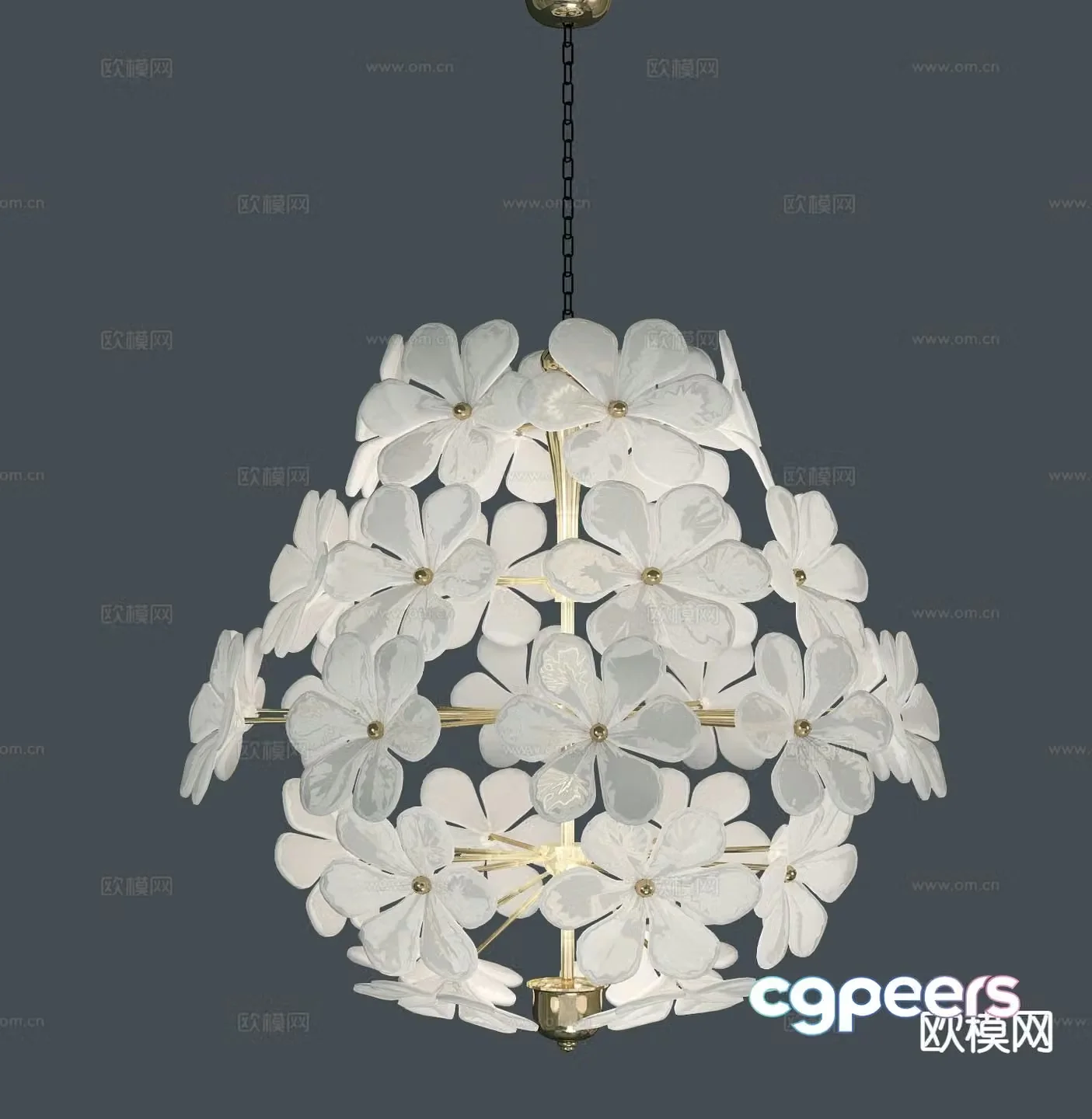 Simple European chandelier petal chandelier 3d model