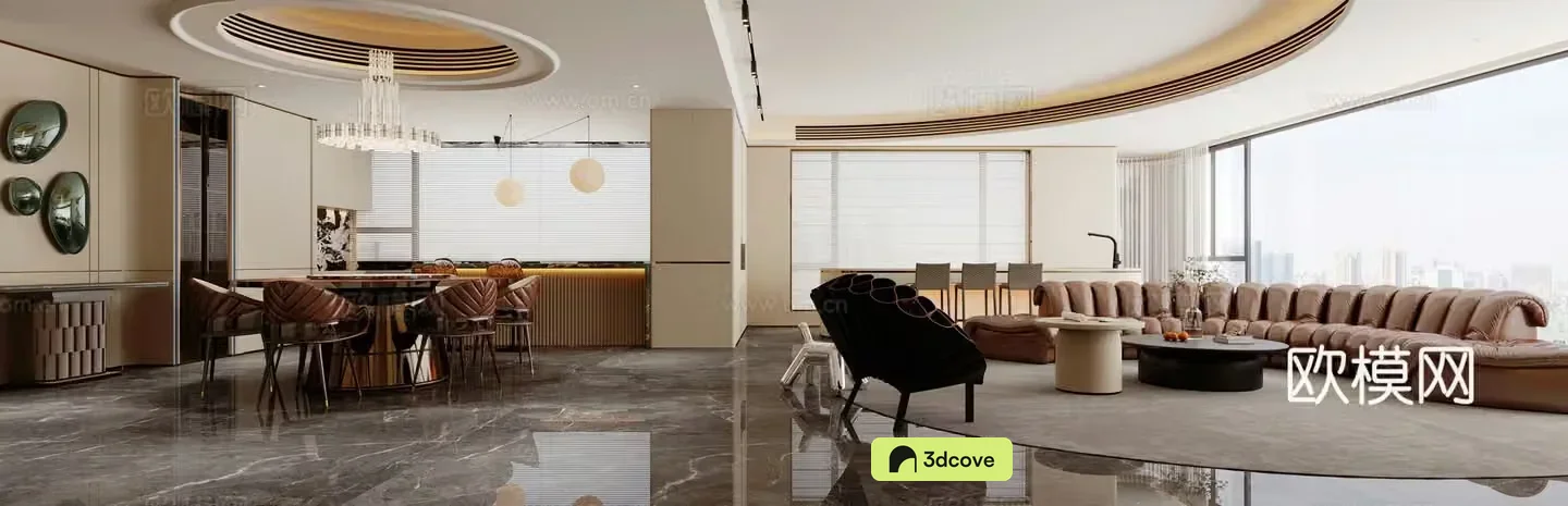 Modern living and dining room modern entrance