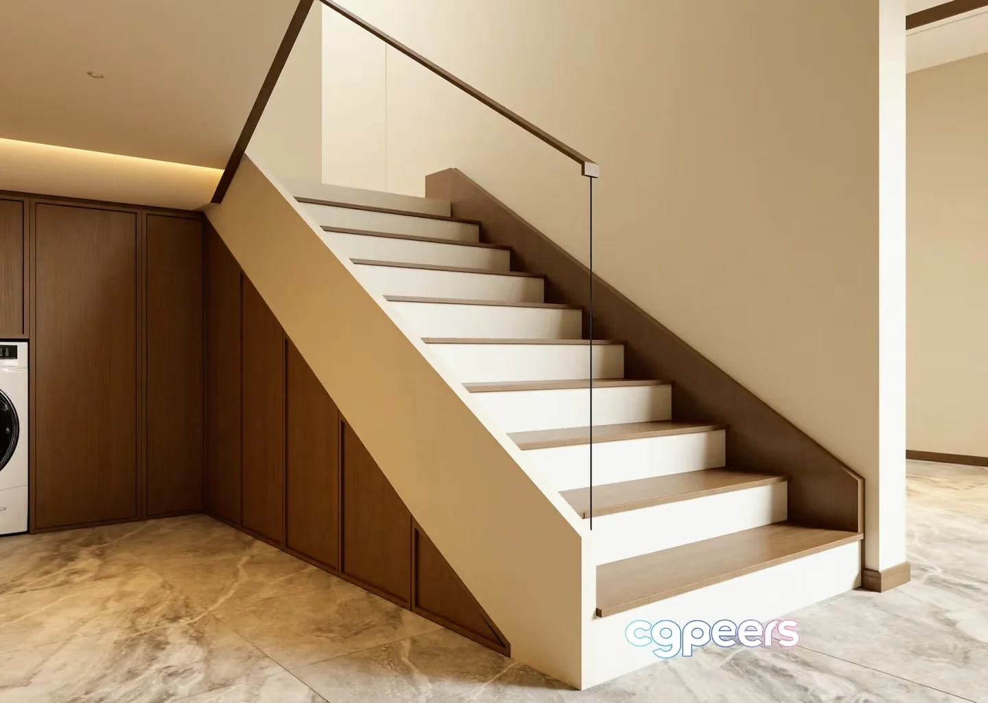 Modern Wooden Staircase 3D Model – 23170 – VRAY Render