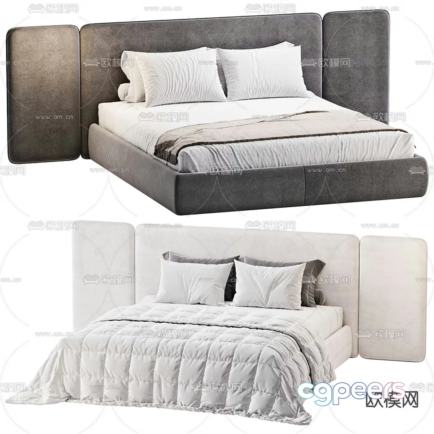 Modern double bed 3d model