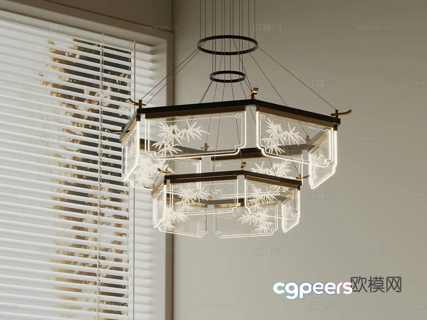 New Chinese chandelier Art chandelier 3d model